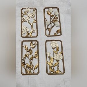 Vtg 1950's Dart Industries 4 Seasons Wall Plaques (Dogwood, Rose, Mum, & Holly)